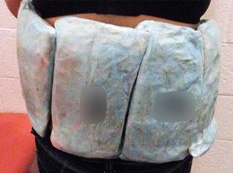 A drug smuggler was found to have packages of meth wrapped around his upper torso