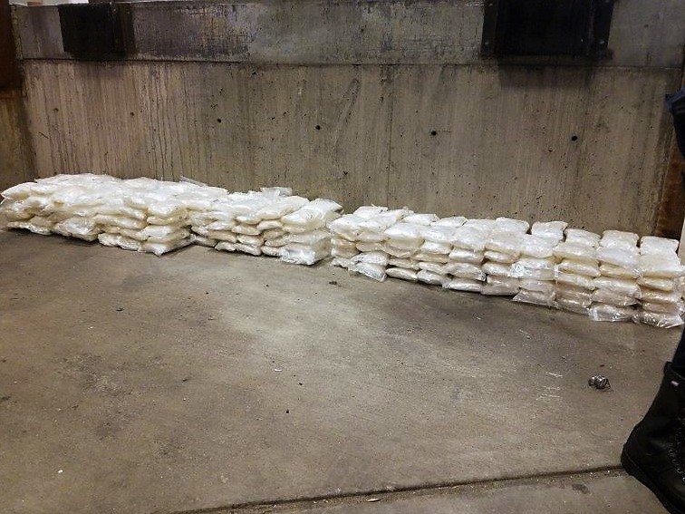 Officers seized 270 pounds of meth from within a tractor trailer loaded with mangoes
