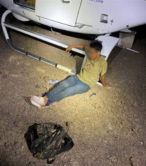 A CBP aircraft crew located an injured man illegally present in the U.S. which led agents to carry him down from a mountain area near Gila Bend, AZ.
