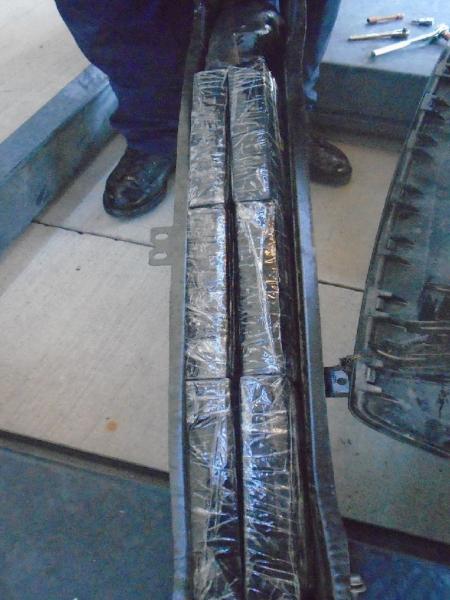 Officers discovered 34 pounds of meth within the bumper of a smuggling vehicle