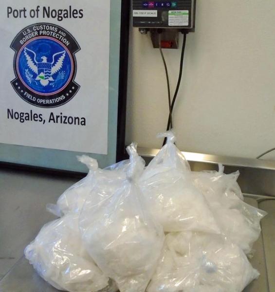 Nearly 10 pounds of meth were removed from a smuggling vehicle by CBP officers at the DeConcini crossing on Wednesday (August 24)