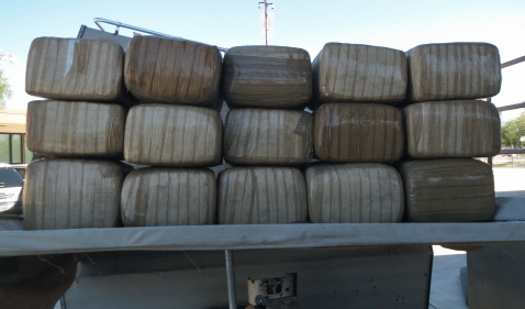 A total of 15 bundles of marijuana were seized from within a camper trailer being towed by another vehicle