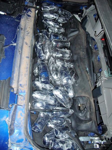 Officers discovered and seized more than 64 pounds of meth from a suspect vehicle