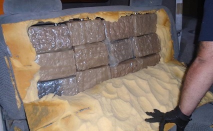 Smugglers attempted to hide marijuana within the seats of a vehicle