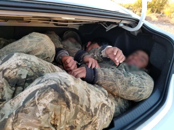 Agents discovered 3 illegal aliens inside the trunk of a rental vehicle 
