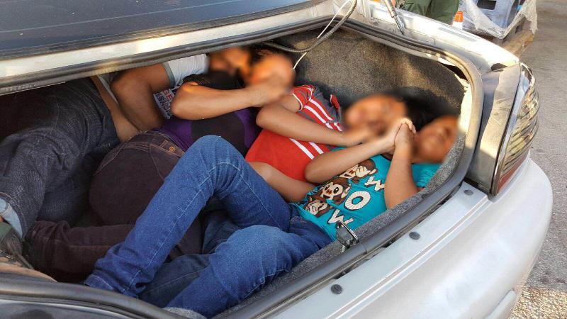 Tucson Sector Border Patrol agents remove seven illegal aliens including three children from hot car trunks