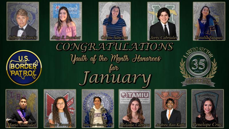 Laredo Sector Border Patrol presents the Youth of the Month honorees for January 2022