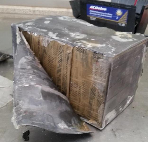 ​CBP officers removed a total of 9.87 pounds of cocaine, with an estimated value of $76,100, from the battery.