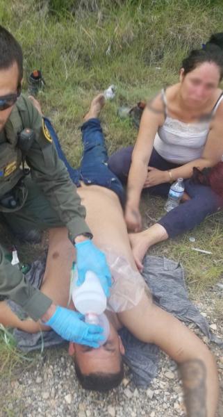 Del Rio Sector agents provided crucial emergency medical attention after locating a group of six abandoned by smugglers.