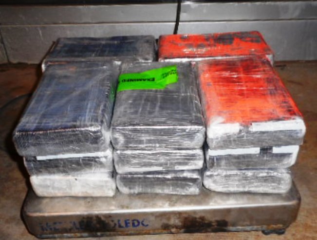 Packages containing 37 pounds of cocaine seized by CBP officers at Pharr International Bridge