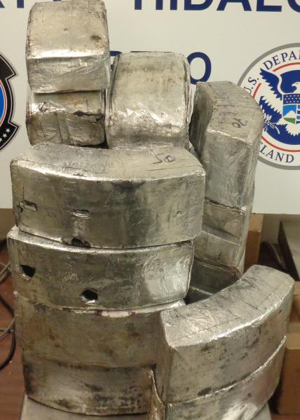 Packages containing 136 pounds of methamphetamine seized by CBP officers at Hidalgo International Bridge