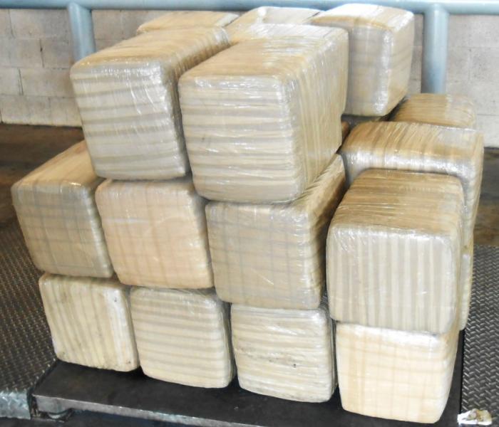 Packages containing 781.53 pounds of marijuana seized by CBP officers at Pharr International Bridge
