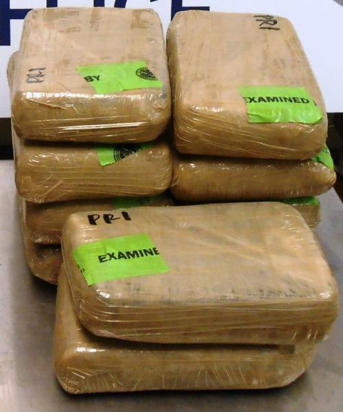 Packages containing 25 pounds of cocaine seized by CBP officers at Hidalgo-Reynosa International Bridge