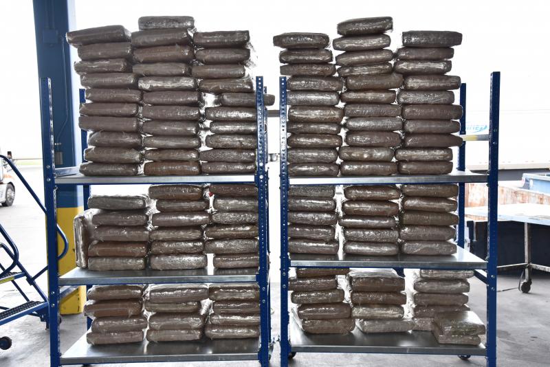 Packages containing 1,161 pounds of marijuana seized by CBP officers at World Trade Bridge