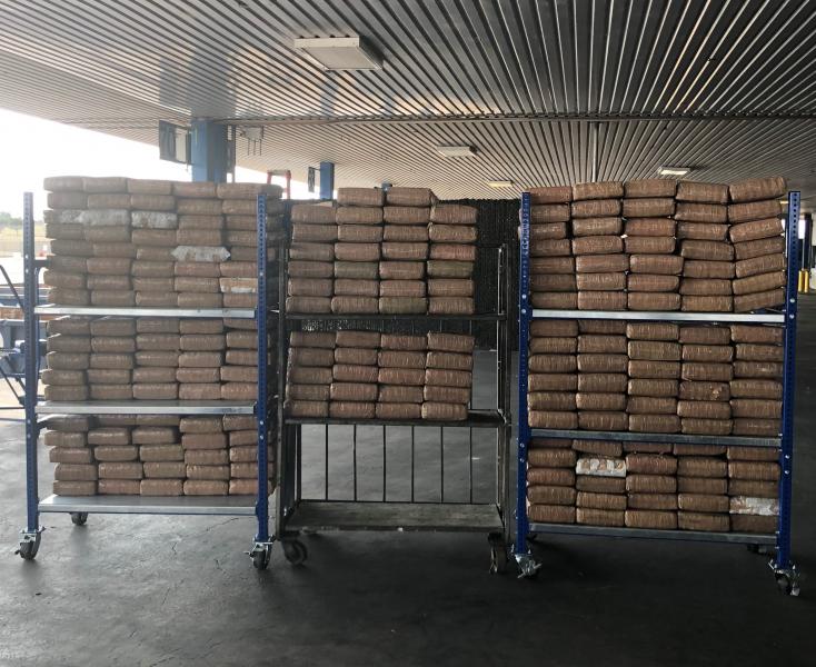 Packages containing nearly 1,553 pounds of marijuana seized by CBP officers at World Trade Bridge.