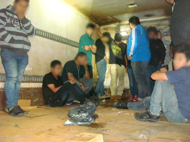 Border Patrol agents discovered 16 aliens hidden in a box truck at the Interstate 35 checkpoint 