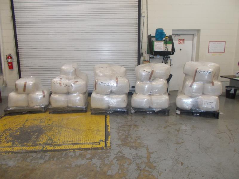 Bundles containing 1,756 pounds of marijuana seized by CBP officers at World Trade Bridge
