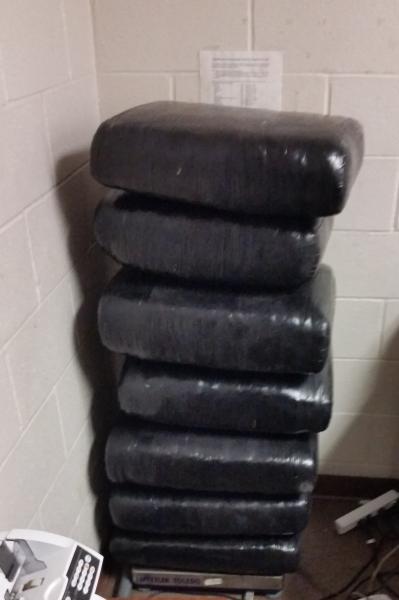Packages containing 335.50 pounds of marijuana seized by CBP officers at Brownsville Port of Entry