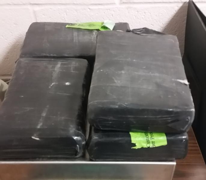Packages containing 10 pounds of cocaine seized by CBP officers at Brownsville Port of Entry