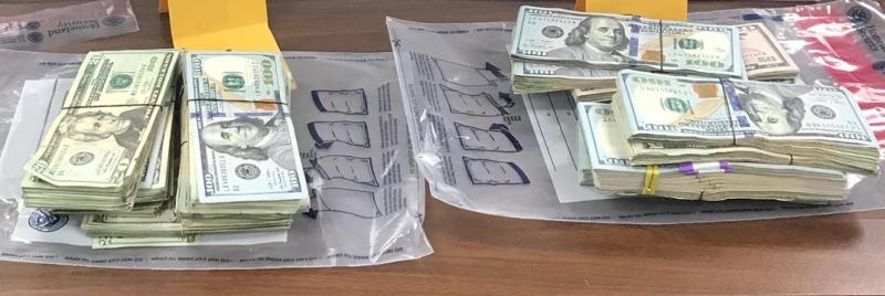 Billetes de moneda nacional estadounidense no declarada en la cantidad de $46,536 decomisada por oficiales de CBP en el Puerto de Brownsville