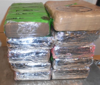 Packages containing 24 pounds of cocaine seized by CBP officers at Anzalduas International Bridge