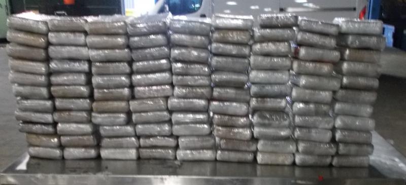 Packages containing 264 pounds of cocaine seized by CBP officers at World Trade Bridge.