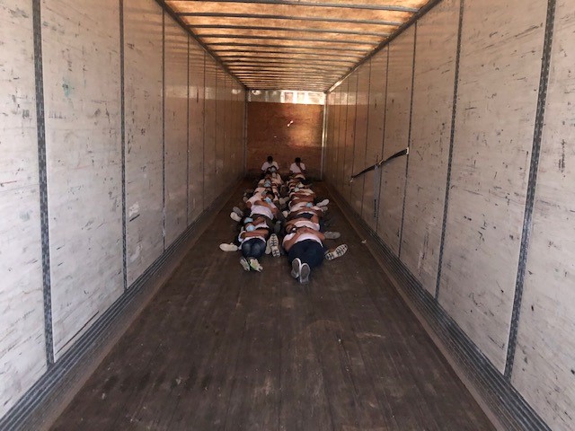 Laredo Sector Border Patrol agents discovered 28 illegal aliens hidden in a tractor trailer during a traffic stop on Interstate 35