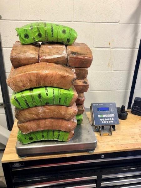 Packages containing 126 pounds of methamphetamine seized by CBP officers at Anzalduas International Bridge