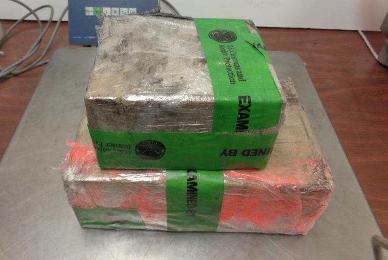 Packages containing 13.5 pounds of heroin seized by CBP officers at Hidalgo International Bridge