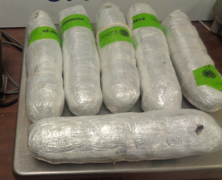 Packages containing 14.46 pounds of methamphetamine seized by CBP officers at Hidalgo International Bridge