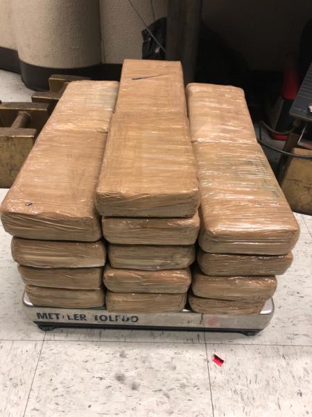 Packages containing 63 pounds of cocaine seized by CBP officers at Laredo Port of Entry