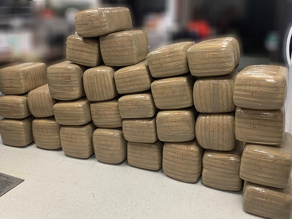 Bundles containing 737 pounds of marijuana seized by Border Patrol agents at Freer checkpoint