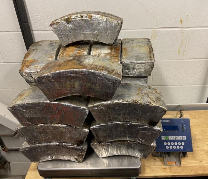 Packages containing 164 pounds of cocaine seized by CBP officers at Anzalduas International Bridge