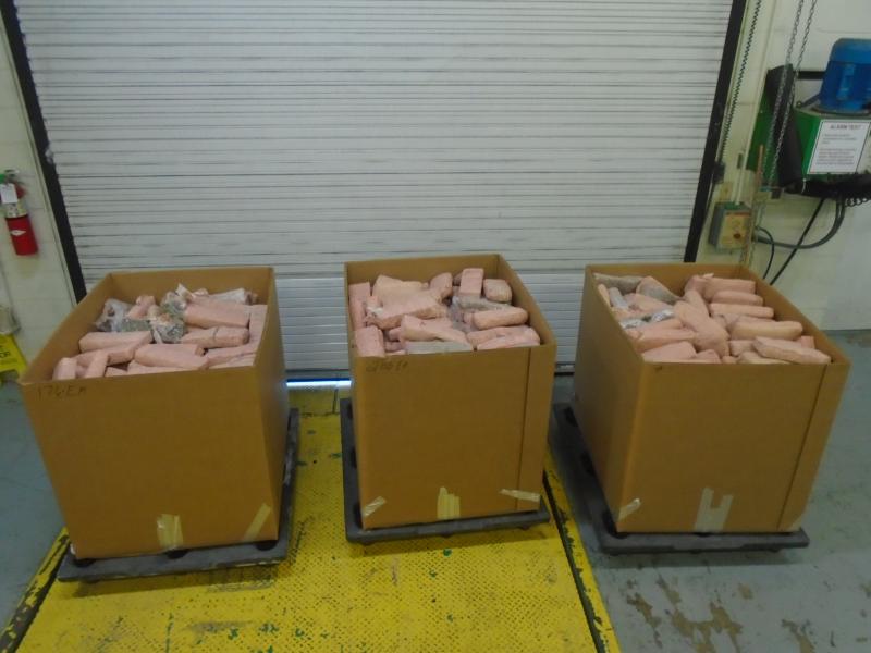 Packages containing 782 pounds of marijuana seized by CBP officers at World Trade Bridge