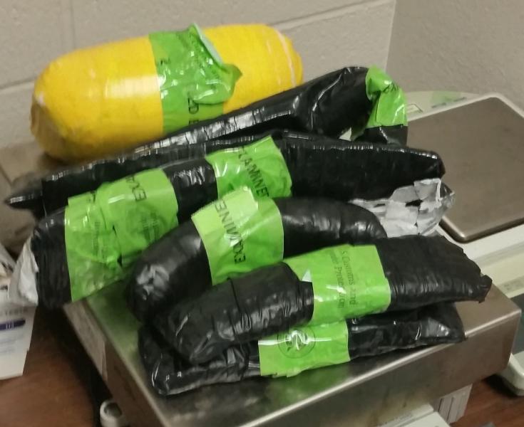 Packages containing 7.10 pounds of methamphetamine seized by CBP officers at Brownsville Port of Entry