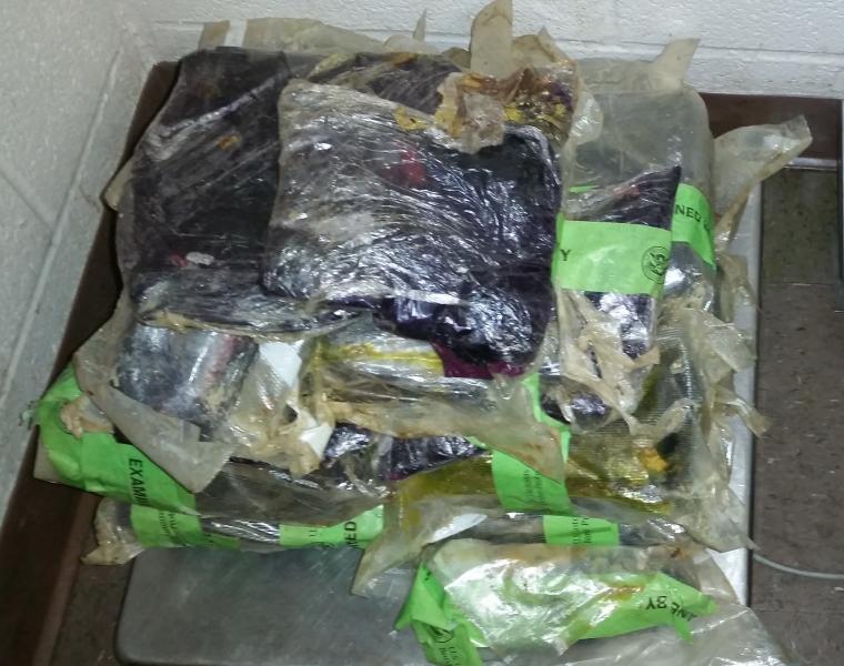 Packages containing 37 pounds of methamphetamine seized by CBP officers at Brownsville Port of Entry