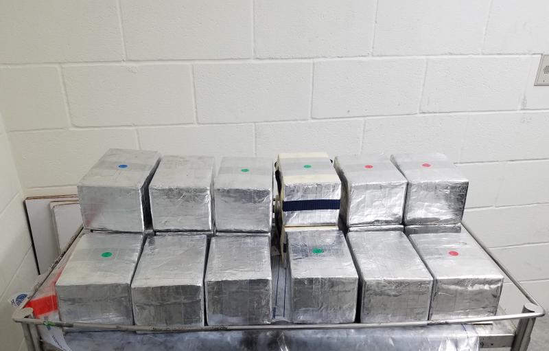 Packages containing 110 pounds of methamphetamine seized by CBP officers at Juarez-Lincoln Bridge