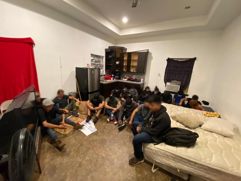 U.S. Border Patrol agents and Laredo Police officers discovered 20 aliens inside a stash house in Laredo