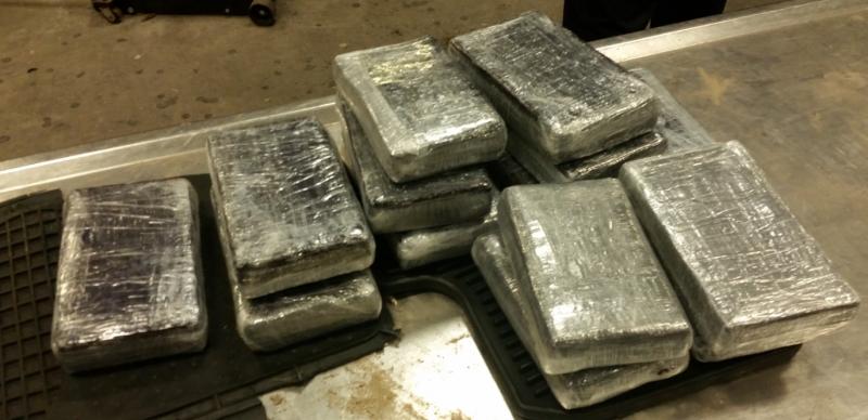 Packages containing 34 pounds of cocaine seized by CBP officers at Laredo Port of Entry