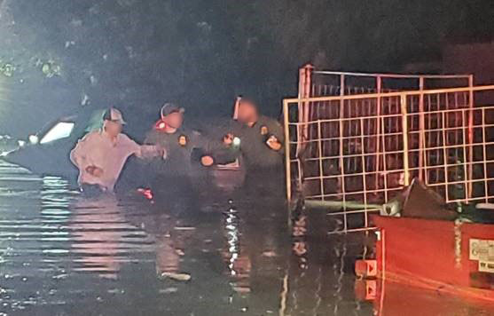 Laredo Sector Border Patrol agents rescued and rendered aid to a motorist in a partially submerged vehicle in Zapata, Texas 