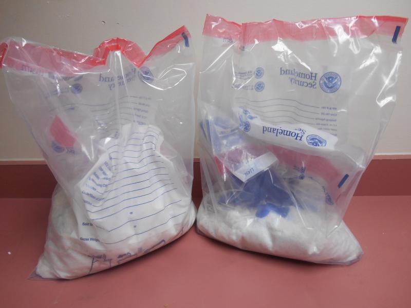 Bags containing 13 pounds of methamphetamine seized by CBP officers at Laredo Port of Entry
