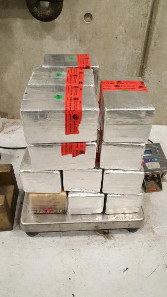 Packages containing 100 pounds of methamphetamine seized by CBP officers at Colombia-Solidarity Bridge
