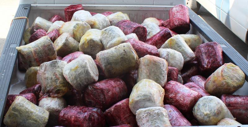 Packages containing 2,444 pounds of marijuana seized by CBP officers at Pharr International Bridge