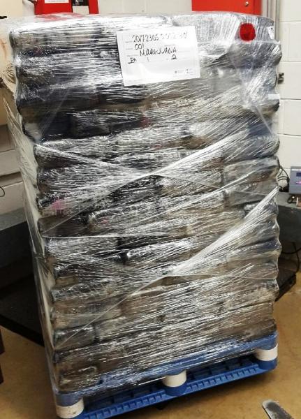 Packages containing 1,134 pounds of marijuana seized by CBP officers at Pharr International Bridge