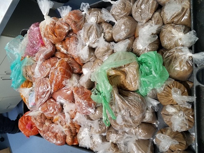 Plastic bags containing 66 pounds of pork and 33 pounds of raw poultry were found hidden within a vehicle by CBP agriculture specialists at Laredo Port of Entry 