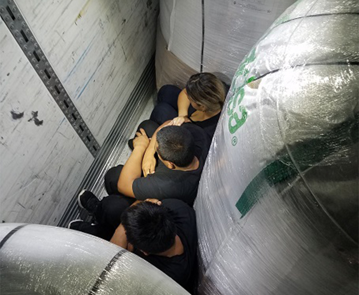 Border Patrol agents discovered three illegal aliens hidden in a tractor trailer at the Interstate 35 checkpoint