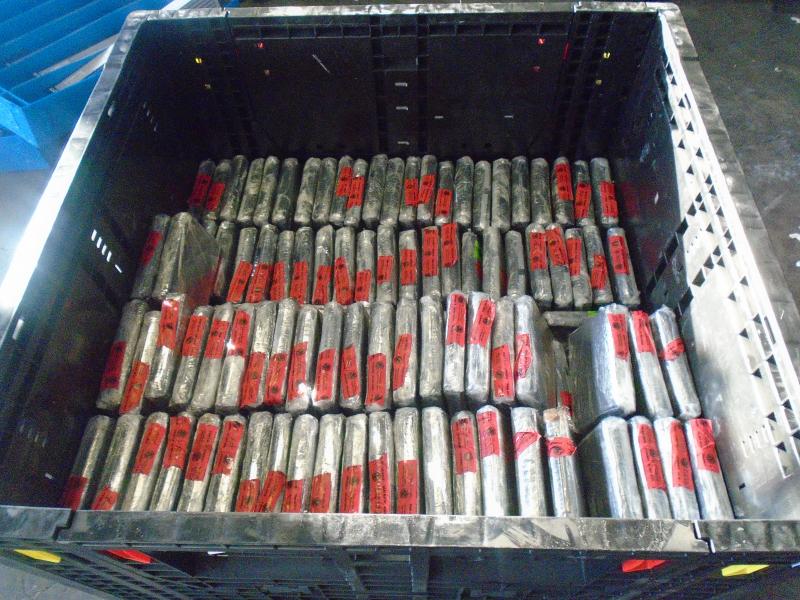 Packages containing 659 pounds of cocaine seized by CBP officers at World Trade Bridge