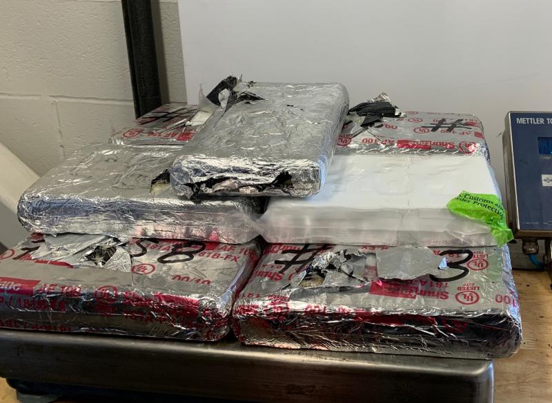 Packages containing 25 pounds of cocaine seized by CBP officers at Anzalduas International Bridge