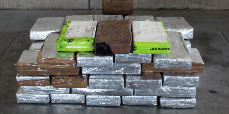 Packages containing 124 pounds of cocaine seized by CBP officers at Pharr International Bridge