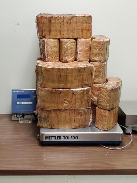 Packages containing 126 pounds of methamphetamine seized by CBP officers at Hidalgo International Bridge